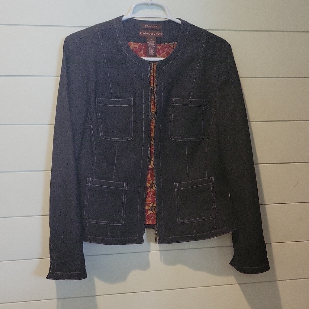 BANDOLINO DENIM JACKET  6  BLACK/CHARCOAL GRAY